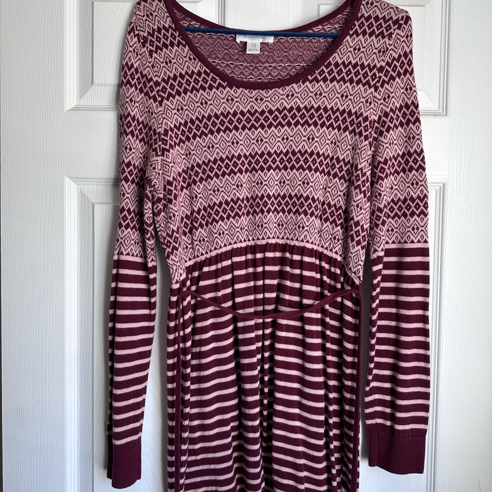 Burgundy and Pink Maternity Sweater